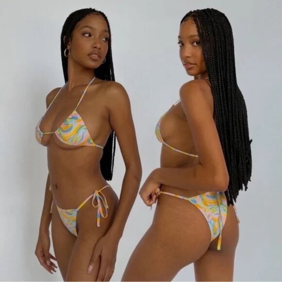 437 Bikini Set Sanders String Bikini in Colour Cyber Print Size Medium - Picture 3 of 10
